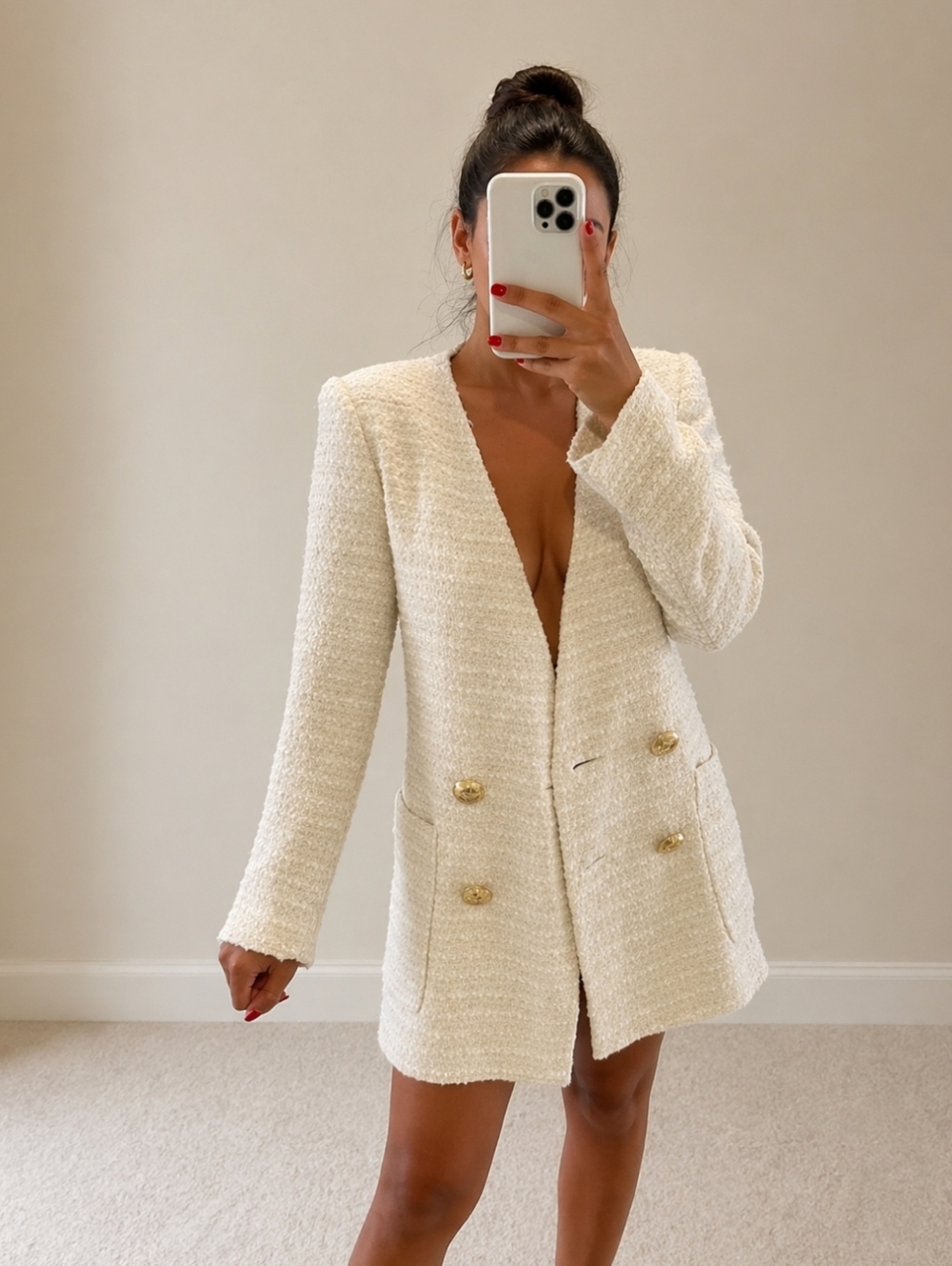 Zara Textured Tweed Double Breasted Blazer  size XS - Picture 3 of 11